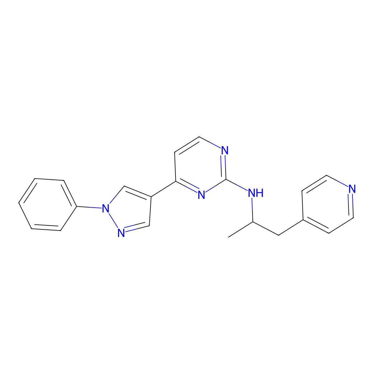 4-(1-Phenyl-1H-pyrazol-4-yl)-N-(1-(pyridin-4-yl)propan-2-yl)pyrimidin-2-amine molecular structure, CAS 1227723-91-2