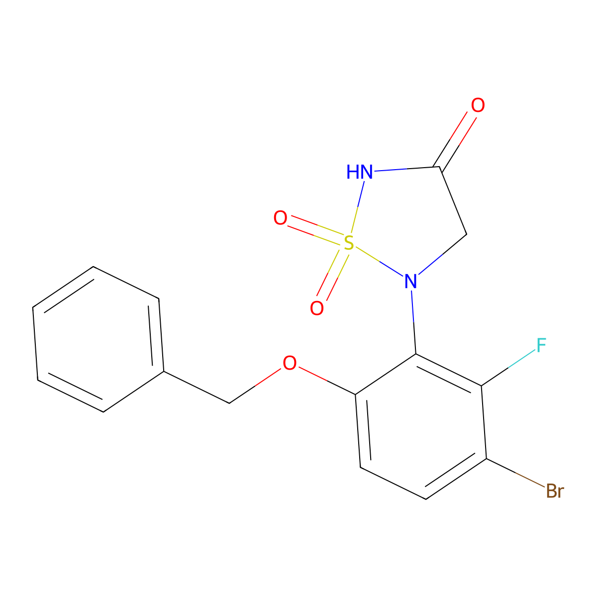 5-(6-(Benzyloxy)-3-bromo-2-fluorophenyl)-1,2,5-thiadiazolidin-3-one 1,1-dioxide molecular structure, CAS 1227747-14-9