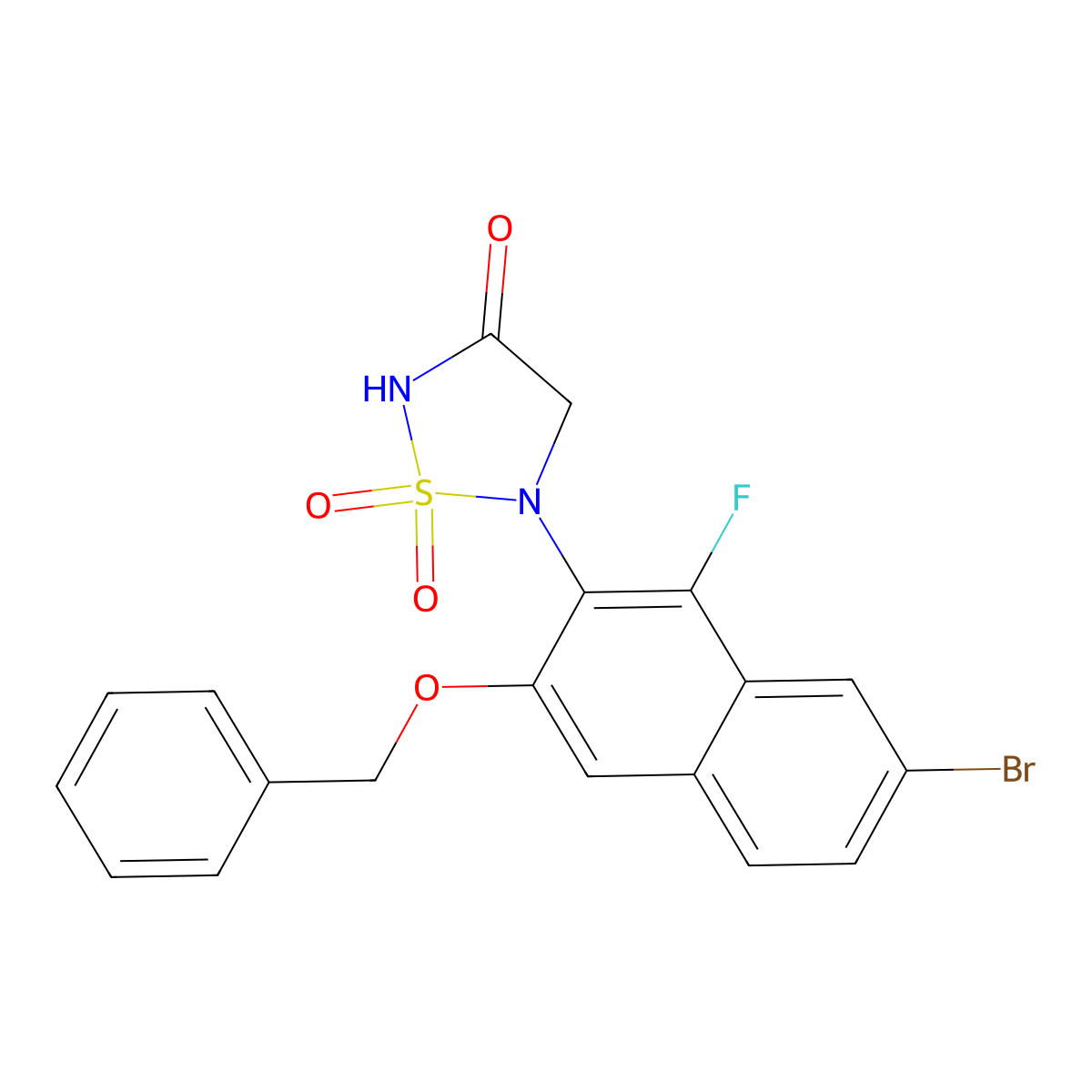 5-(3-(Benzyloxy)-7-bromo-1-fluoronaphthalen-2-yl)-1,2,5-thiadiazolidin-3-one 1,1-dioxide molecular structure, CAS 1227747-66-1