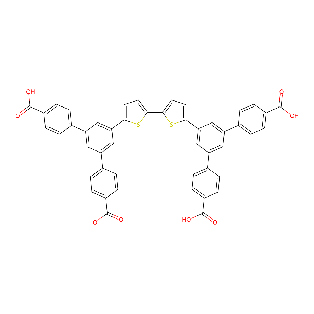 5',5''''-([2,2'-Bithiophene]-5,5'-diyl)bis(([1,1':3',1''-terphenyl]-4,4''-dicarboxylic acid)) molecular structure, CAS 1227780-71-3