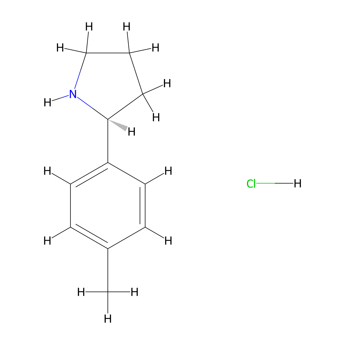 (2S)-2-(4-Methylphenyl)pyrrolidine hydrochloride molecular structure, CAS 1227798-72-2