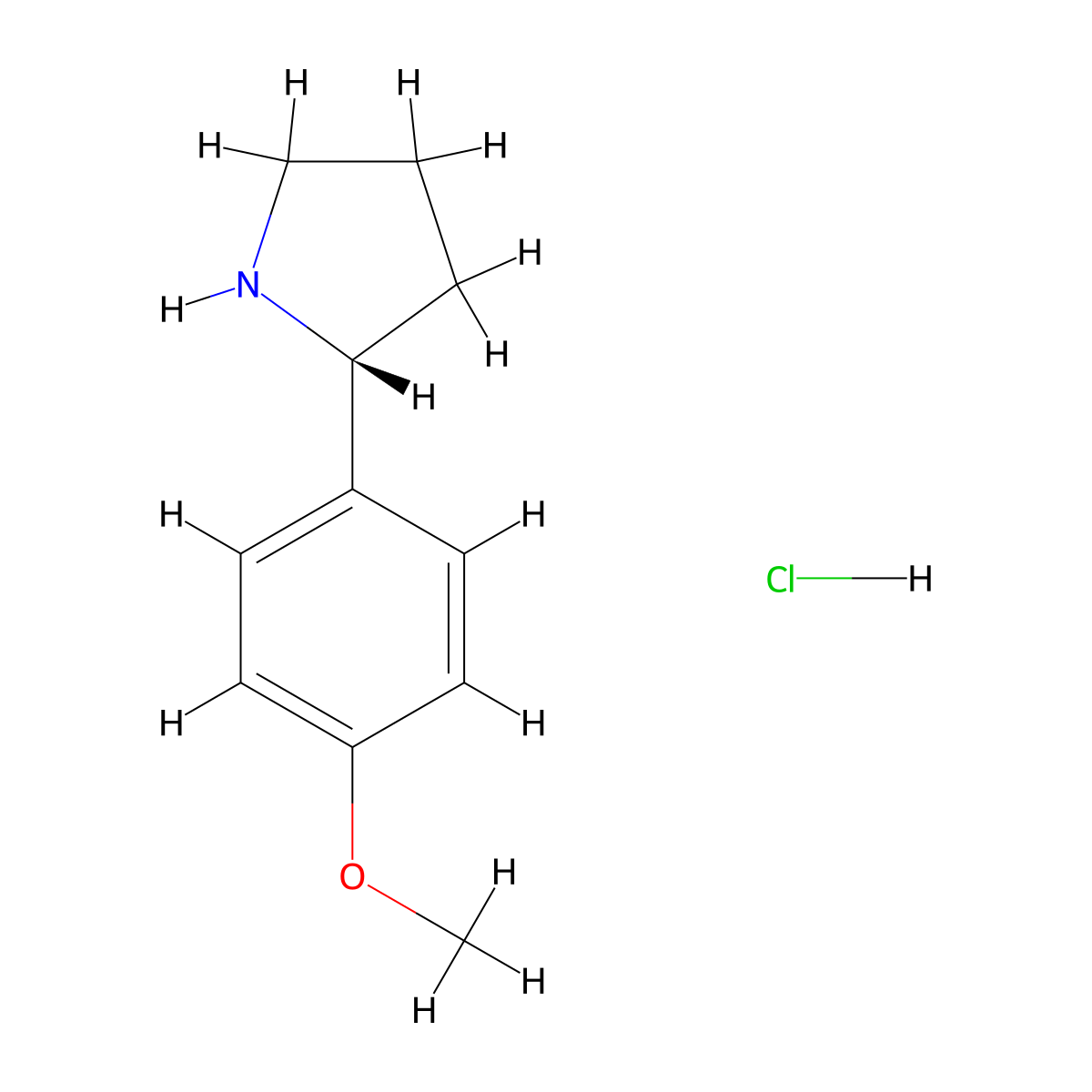 (r)-2-(4-Methoxyphenyl)pyrrolidine hydrochloride molecular structure, CAS 1227798-75-5