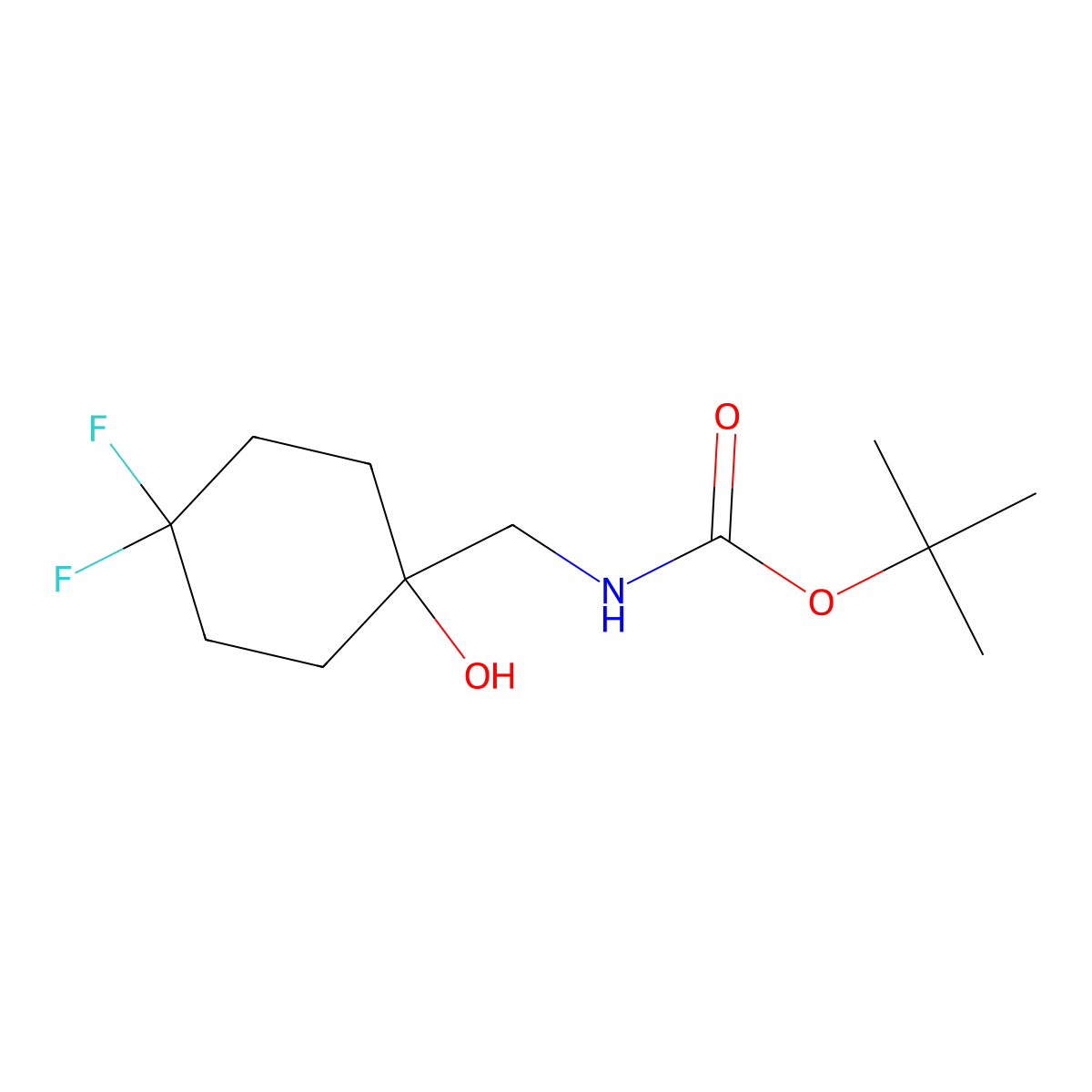 tert-Butyl ((4,4-difluoro-1-hydroxycyclohexyl)methyl)carbamate molecular structure, CAS 1227808-04-9