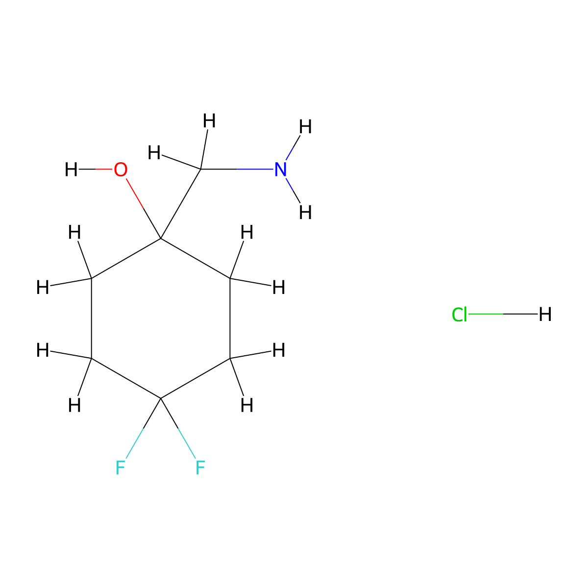 1-(Aminomethyl)-4,4-difluorocyclohexan-1-ol hydrochloride molecular structure, CAS 1227808-08-3