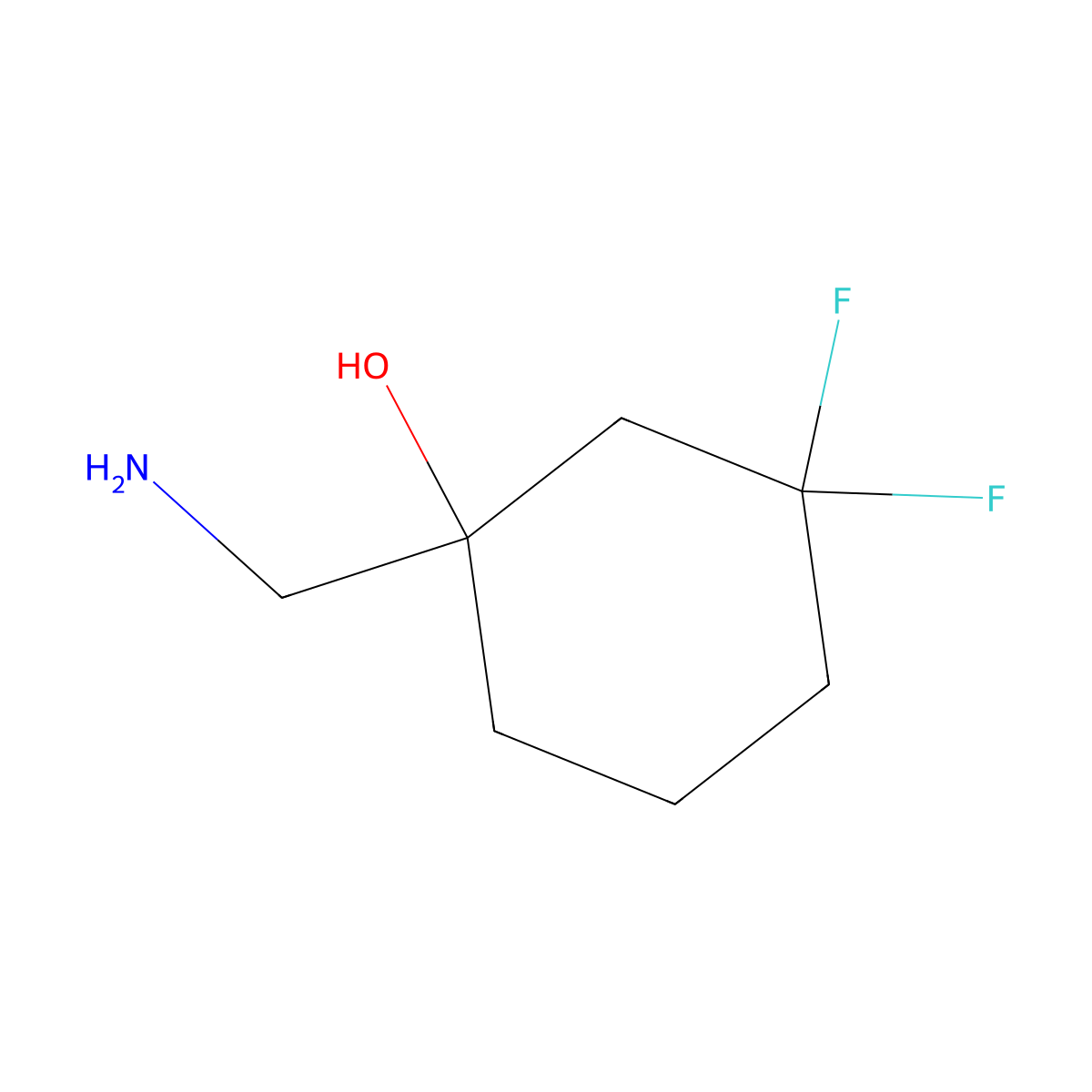 1-(Aminomethyl)-3,3-difluorocyclohexanol molecular structure, CAS 1227808-39-0
