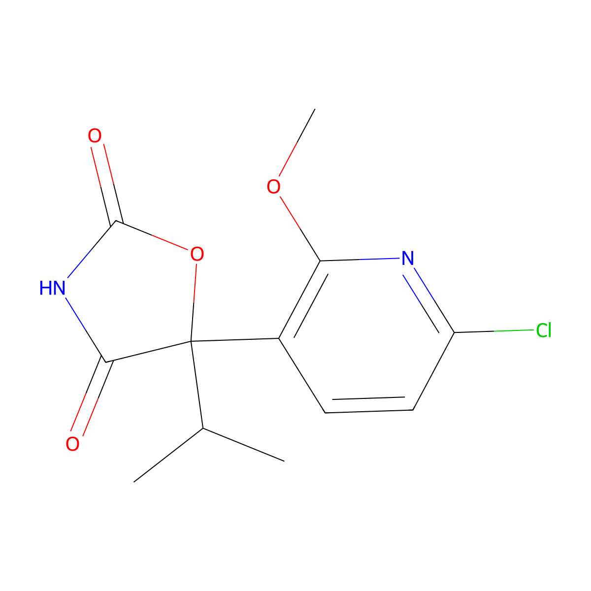 5-(6-Chloro-2-methoxy-pyridin-3-yl)-5-isopropyl-oxazolidine-2,4-dione molecular structure, CAS 1227827-90-8