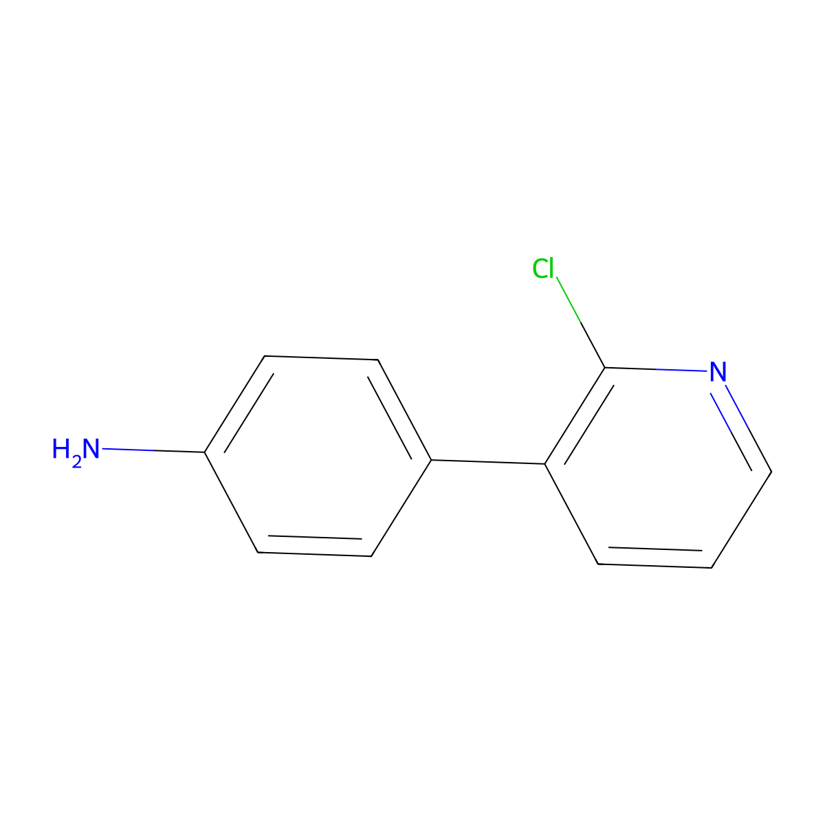 2-Chloro-3-(4-aminophenyl)pyridine molecular structure, CAS 1227833-76-2