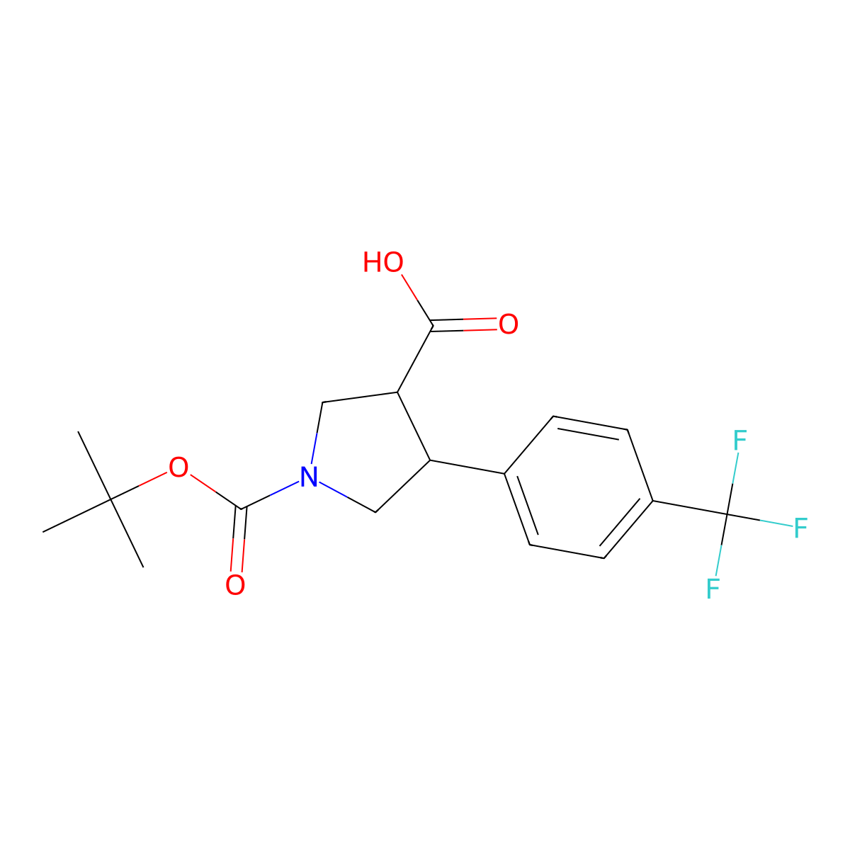 (3R,4S)-1-(tert-Butoxycarbonyl)-4-(4-(trifluoromethyl)phenyl)pyrrolidine-3-carboxylic acid molecular structure, CAS 1227844-93-0