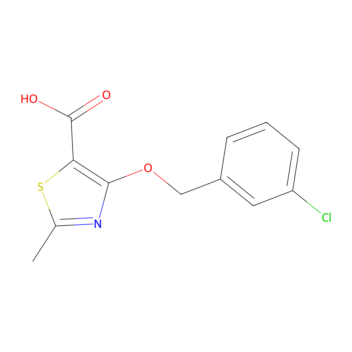 4-(3-Chloro-benzyloxy)-2-methyl-thiazole-5-carboxylic acid molecular structure, CAS 1227852-09-6
