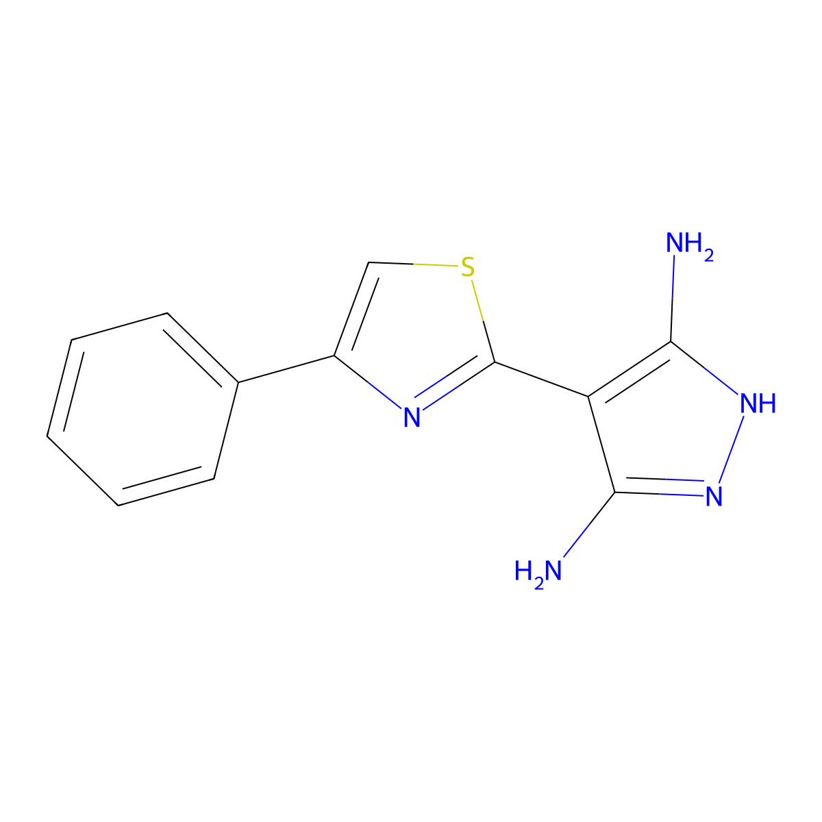 4-(4-phenyl-1,3-thiazol-2-yl)-1H-pyrazole-3,5-diamine molecular structure, CAS 1227858-42-5