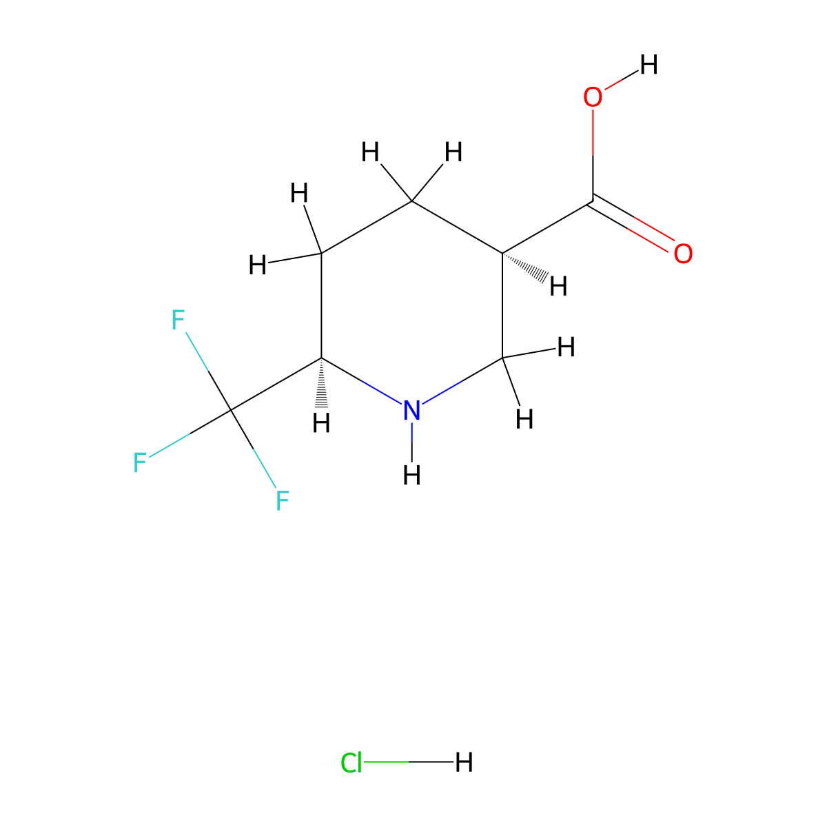 cis-6-(Trifluoromethyl)piperidine-3-carboxylic acid hydrochloride molecular structure, CAS 1227916-52-0