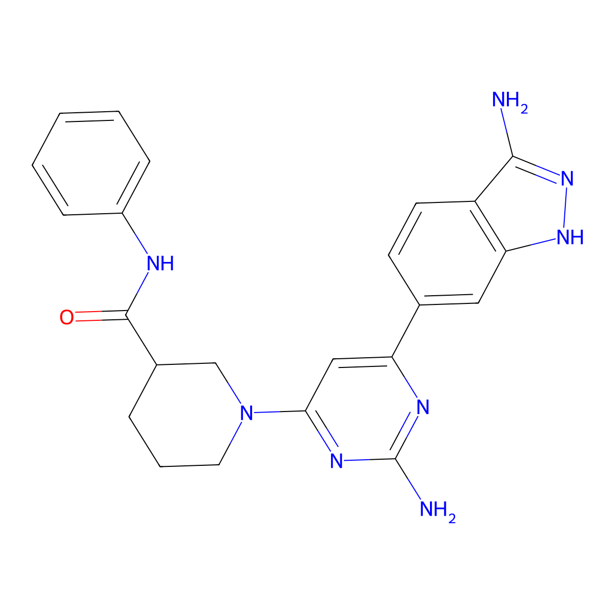 (3R)-1-[2-amino-6-(3-amino-1H-indazol-6-yl)pyrimidin-4-yl]-N-phenylpiperidine-3-carboxamide molecular structure, CAS 1227916-74-6