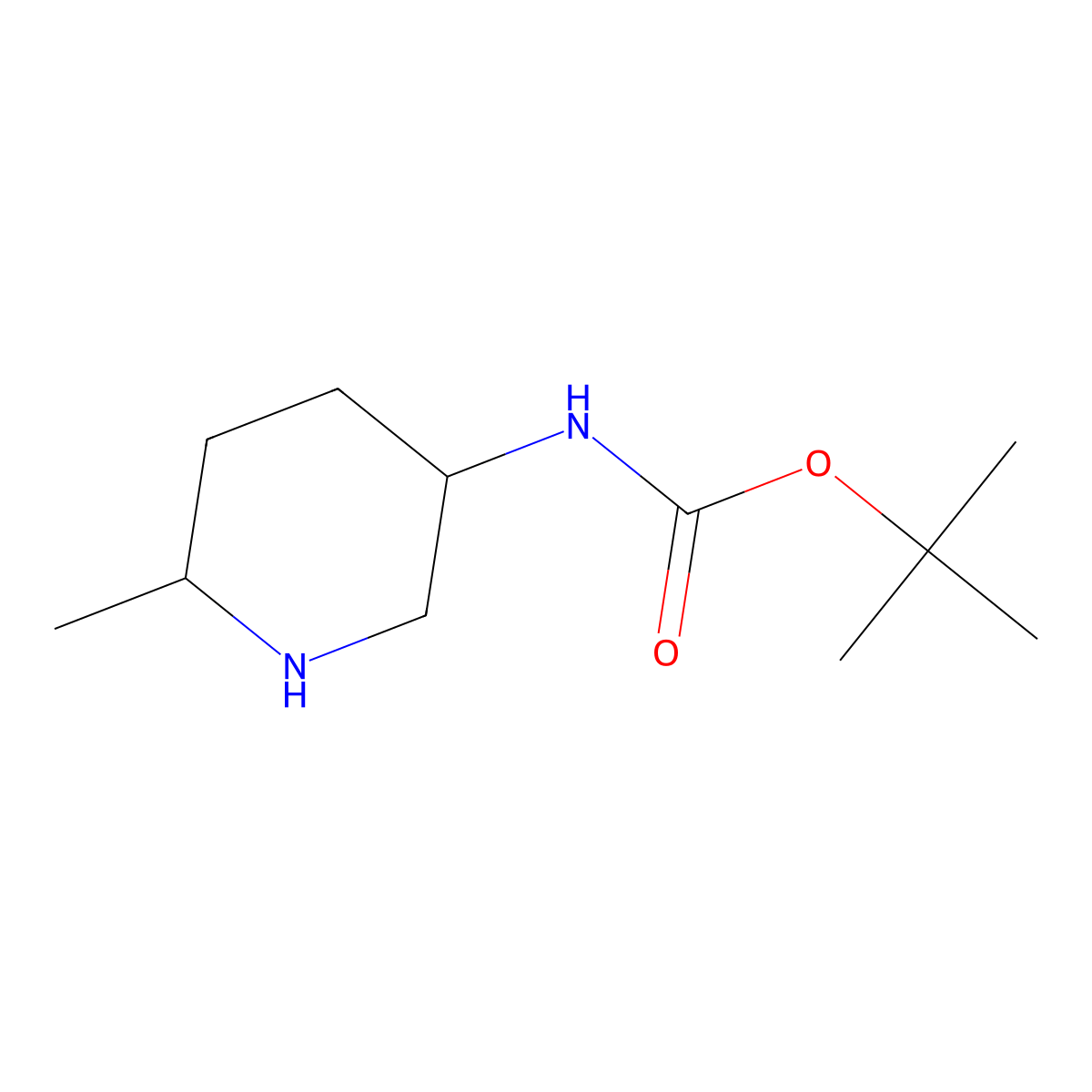 tert-butyl ((3R,6S)-6-methylpiperidin-3-yl)carbamate molecular structure, CAS 1227917-63-6