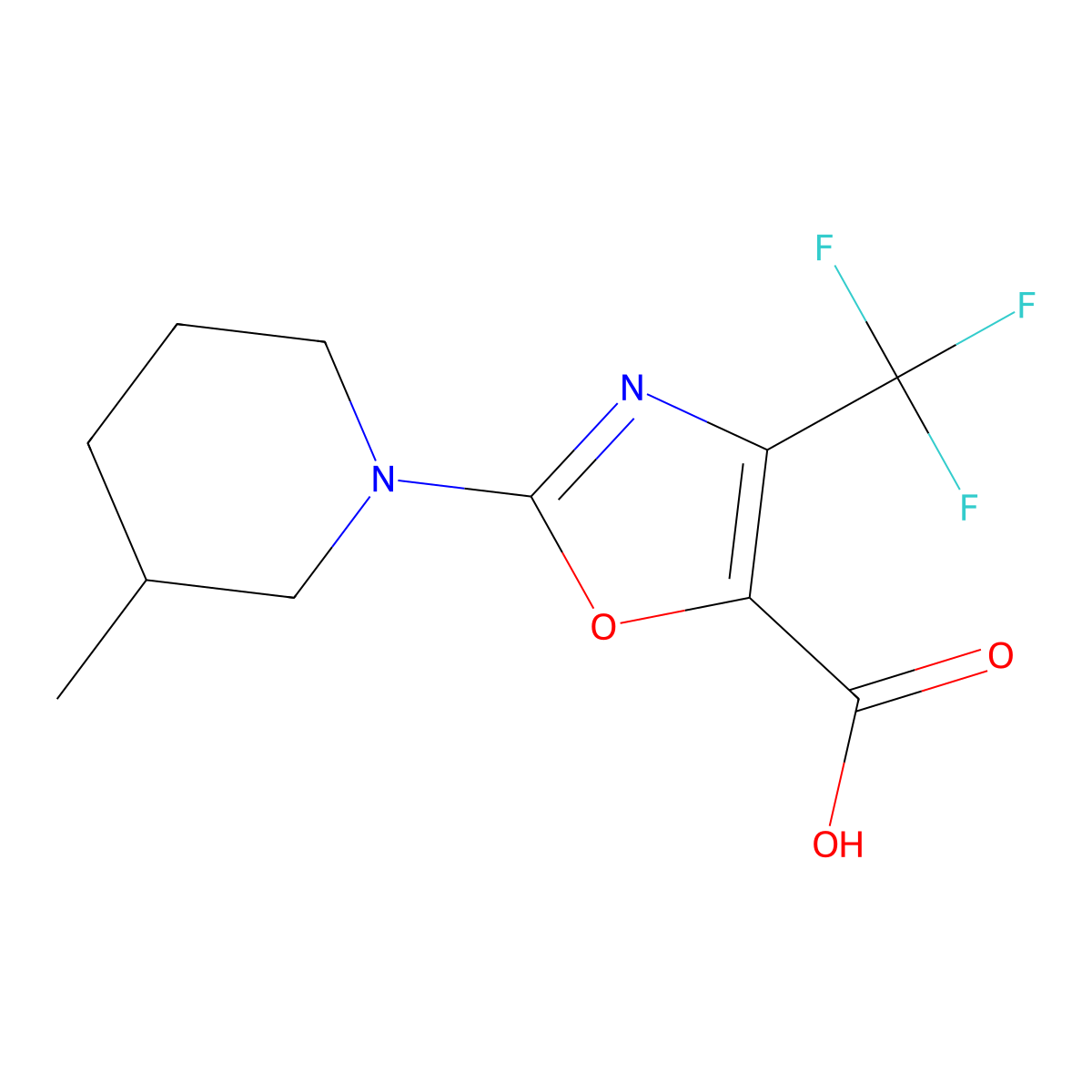 2-(3-Methylpiperidin-1-yl)-4-(trifluoromethyl)oxazole-5-carboxylic acid molecular structure, CAS 1227934-77-1