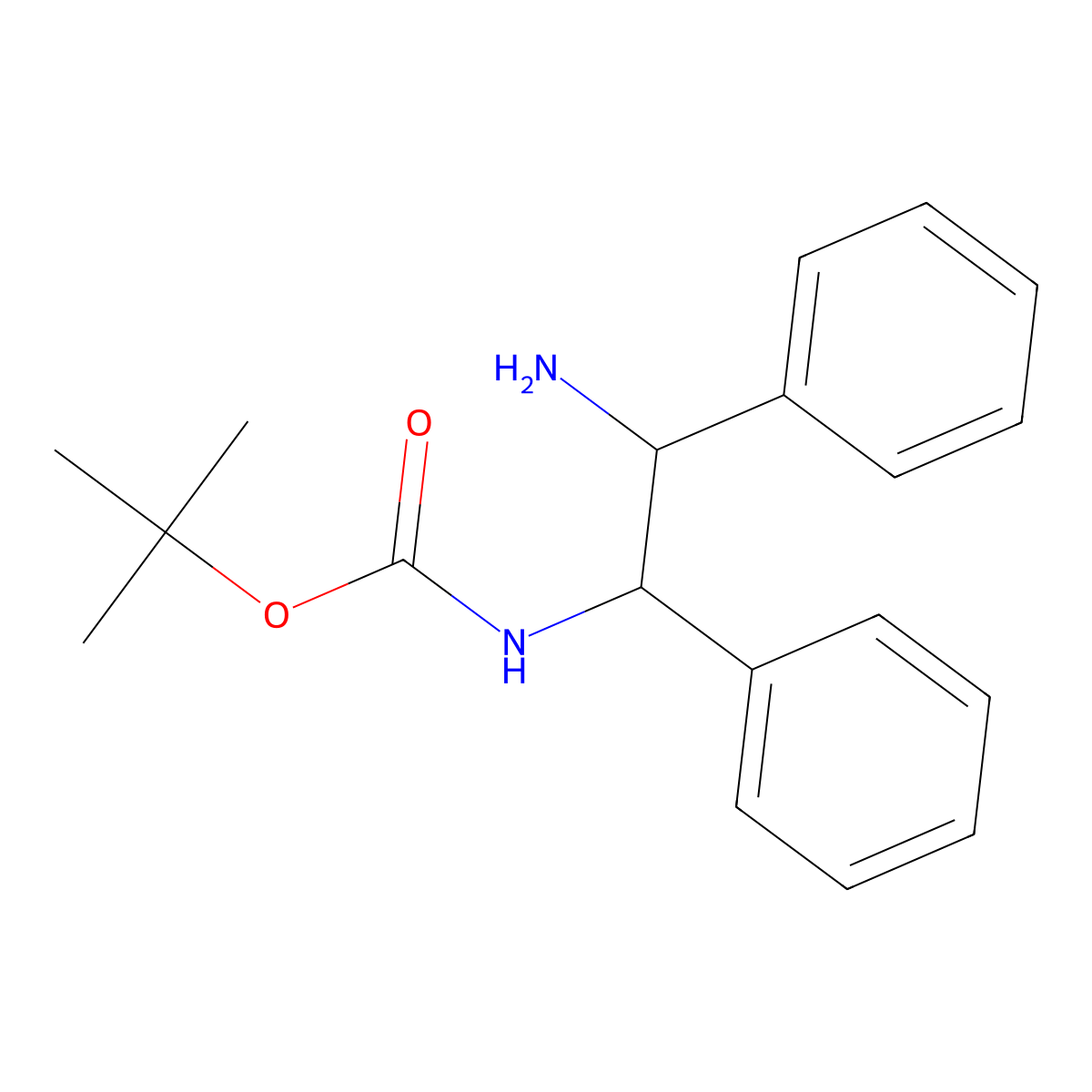 Tert-butyl ((1R,2R)-2-amino-1,2-diphenylethyl)carbamate molecular structure, CAS 1227946-98-6