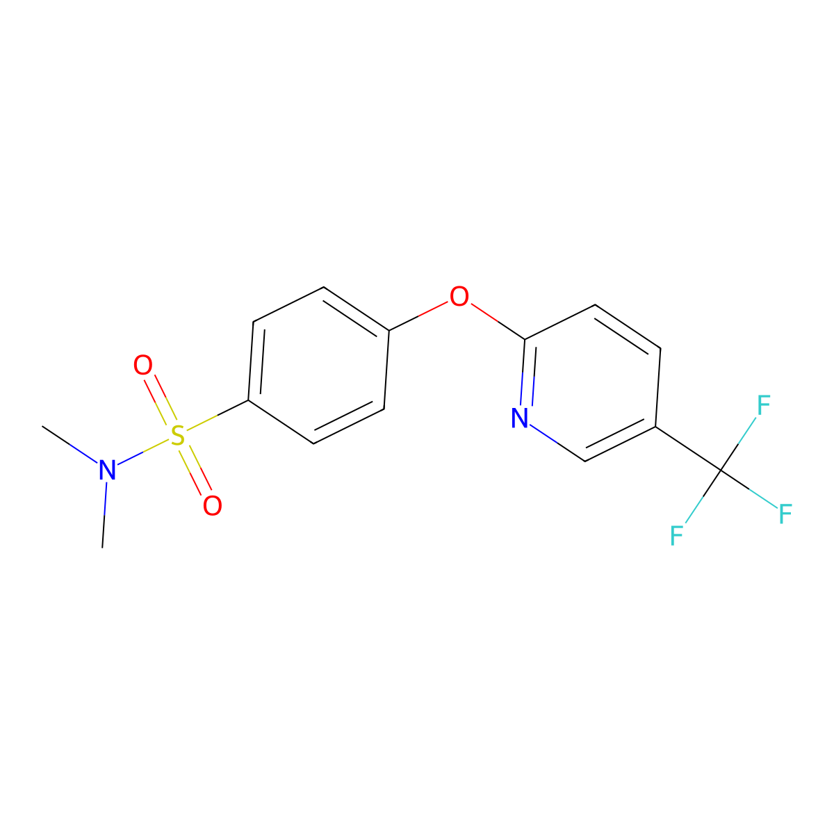 N,N-Dimethyl-4-{[5-(trifluoromethyl)pyridin-2-yl]oxy}benzenesulphonamide molecular structure, CAS 1227954-33-7