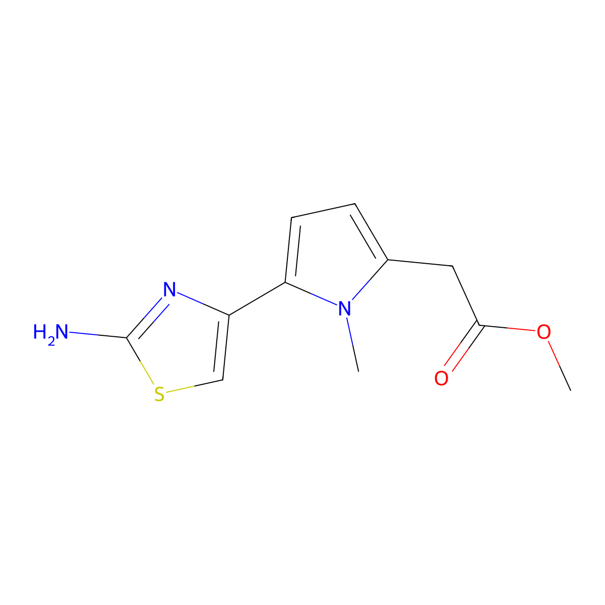Methyl [5-(2-amino-1,3-thiazol-4-yl)-1-methyl-1H-pyrrol-2-yl]acetate molecular structure, CAS 1227954-54-2