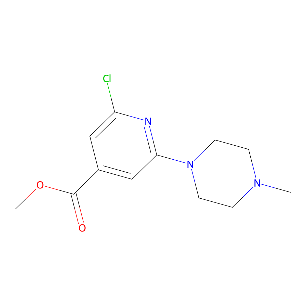 Methyl 2-chloro-6-(4-methylpiperazin-1-yl)isonicotinate molecular structure, CAS 1227954-55-3