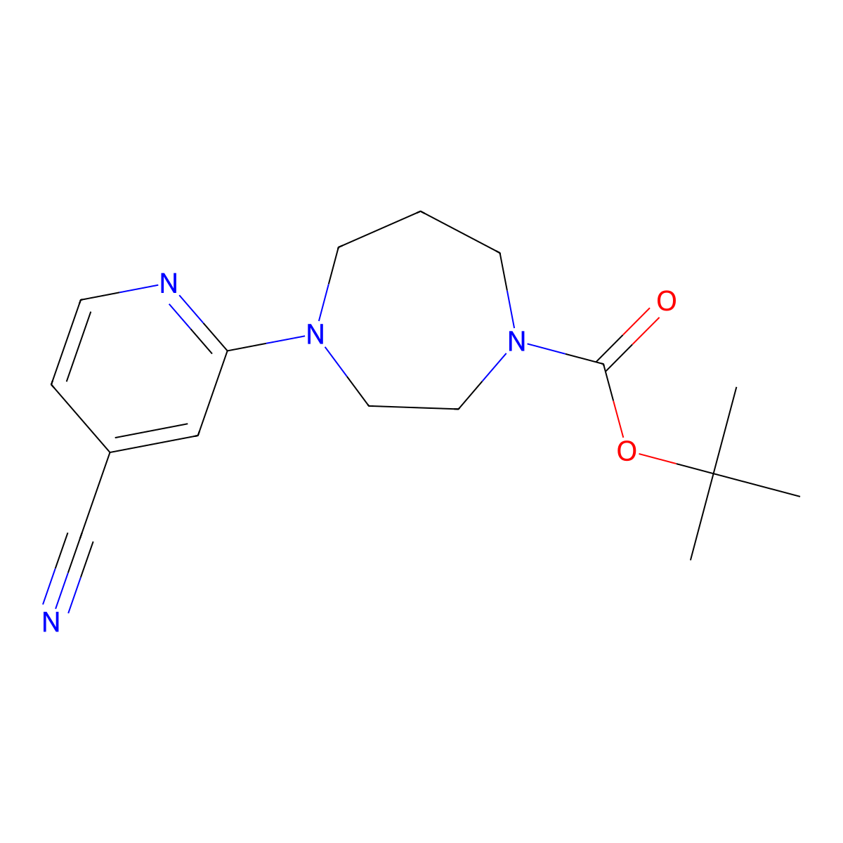 tert-Butyl 4-(4-cyanopyridin-2-yl)-1,4-diazepane-1-carboxylate molecular structure, CAS 1227954-63-3