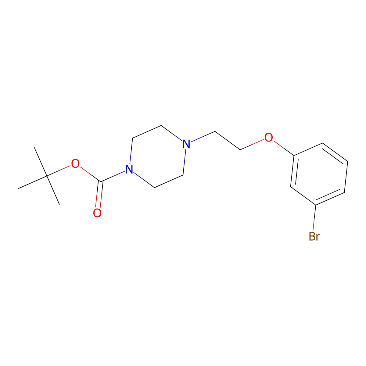 Tert-butyl 4-(2-(3-bromophenoxy)ethyl)piperazine-1-carboxylate molecular structure, CAS 1227954-64-4