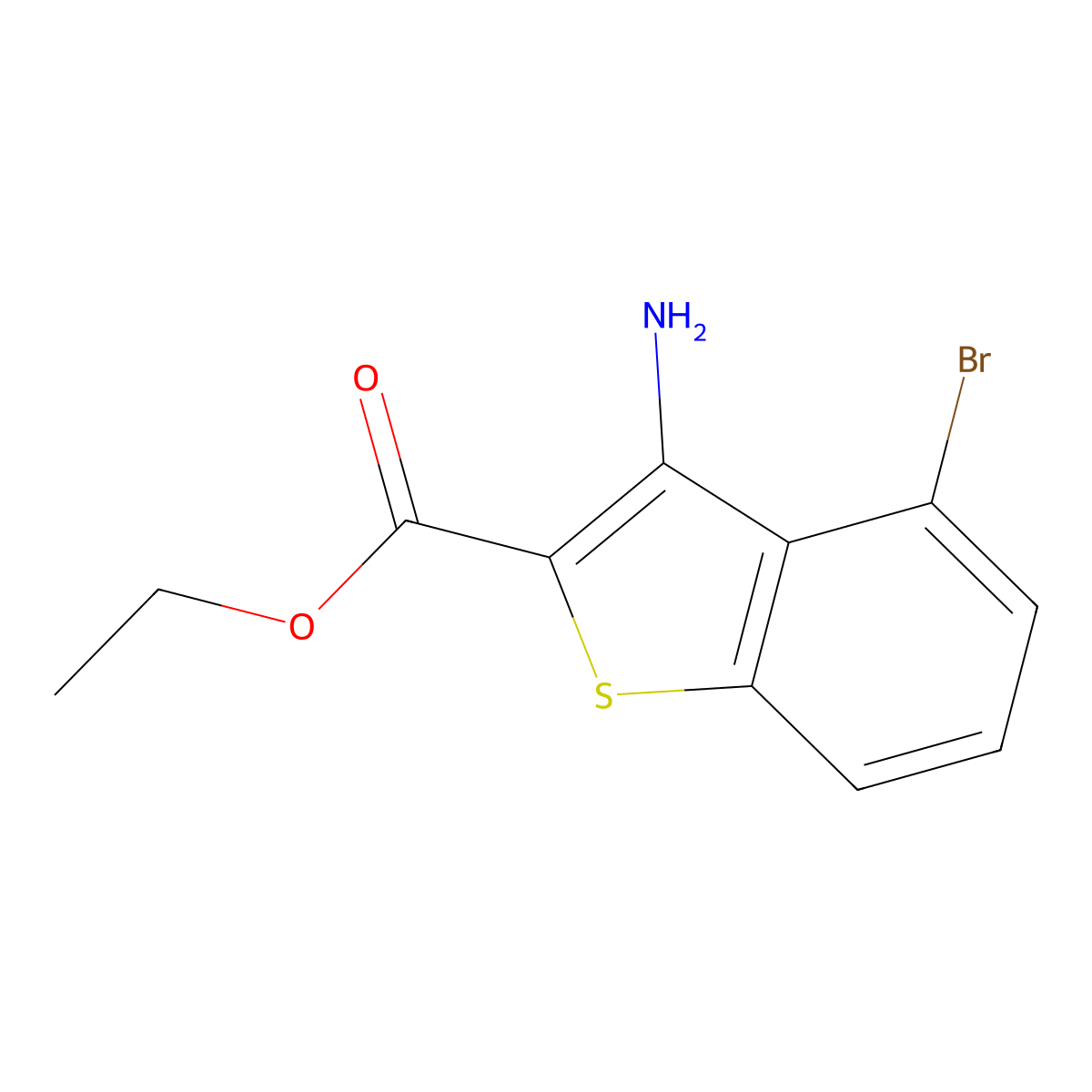 Ethyl 3-amino-4-bromo-1-benzothiophene-2-carboxylate molecular structure, CAS 1227954-68-8