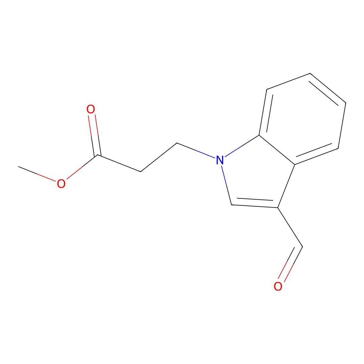 Methyl 3-(3-formyl-1H-indol-1-yl)propanoate molecular structure, CAS 1227954-70-2