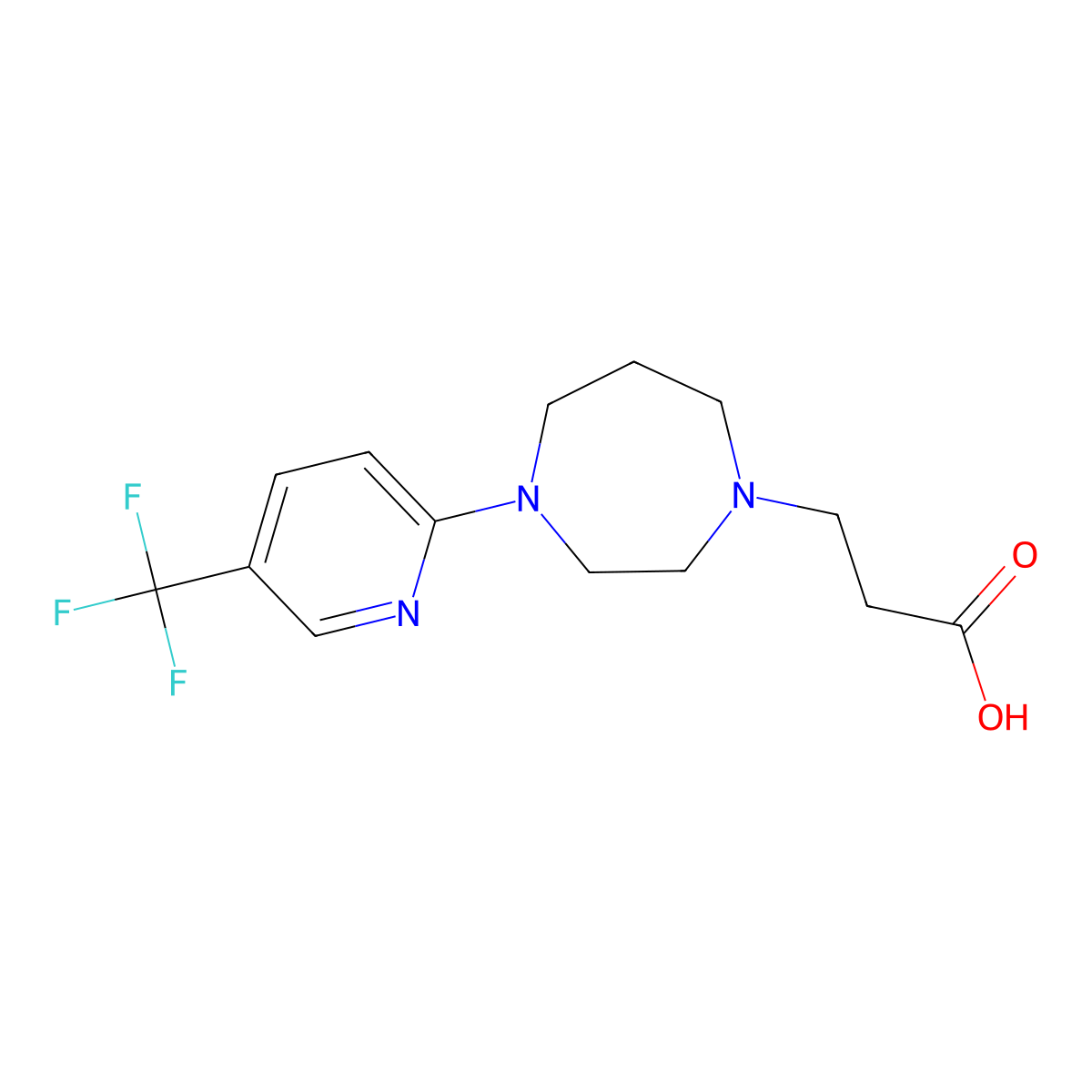 3-{4-[5-(Trifluoromethyl)pyridin-2-yl]-1,4-diazepan-1-yl}propanoic acid molecular structure, CAS 1227954-71-3