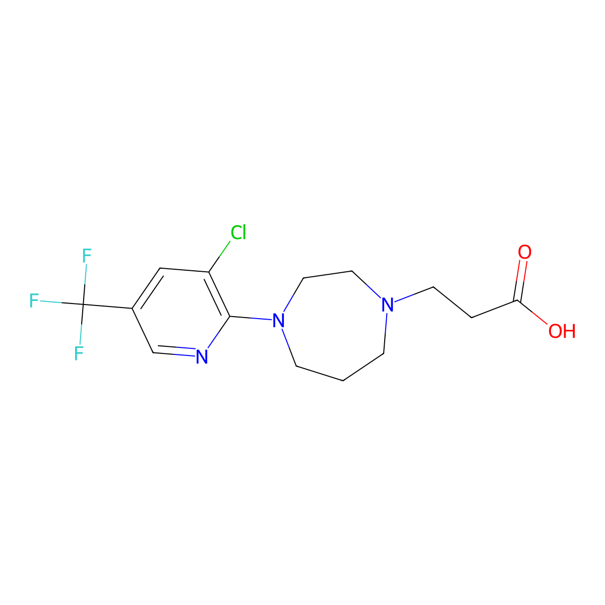 3-{4-[3-Chloro-5-(trifluoromethyl)pyridin-2-yl]-1,4-diazepan-1-yl}propanoic acid molecular structure, CAS 1227954-72-4