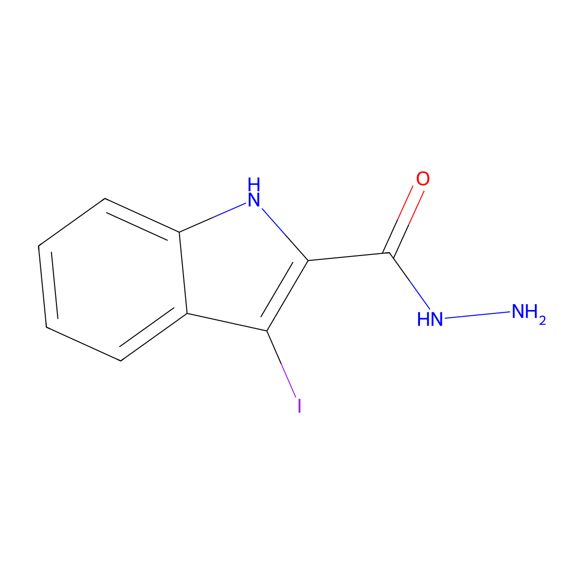 3-iodo-1H-indole-2-carbohydrazide molecular structure, CAS 1227954-74-6