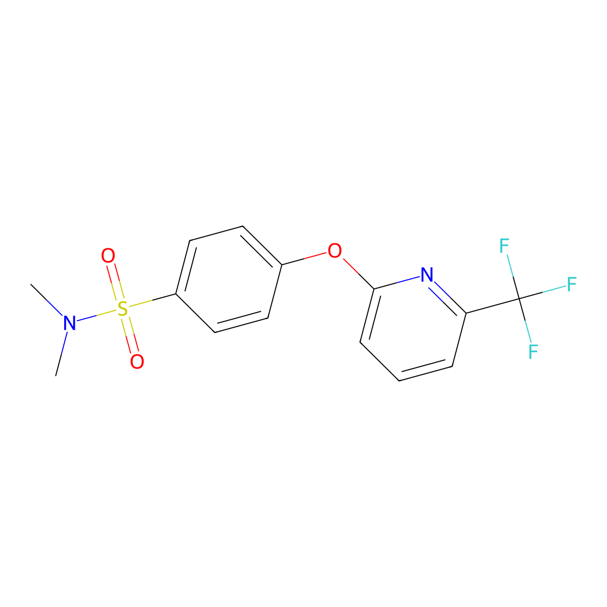 N,N-Dimethyl-4-{[6-(trifluoromethyl)pyridin-2-yl]oxy}benzenesulphonamide molecular structure, CAS 1227954-79-1