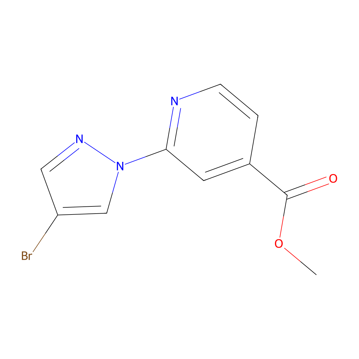 Methyl 2-(4-bromo-1H-pyrazol-1-yl)isonicotinate molecular structure, CAS 1227954-81-5
