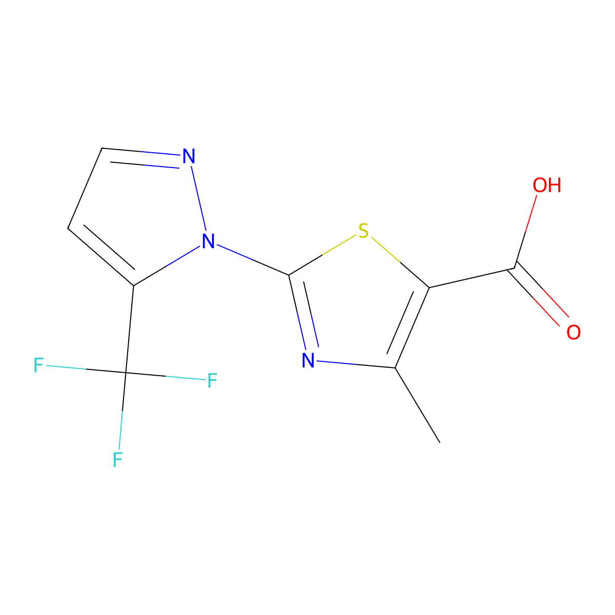 4-Methyl-2-[5-(trifluoromethyl)-1H-pyrazol-1-yl]-1,3-thiazole-5-carboxylic acid molecular structure, CAS 1227954-84-8