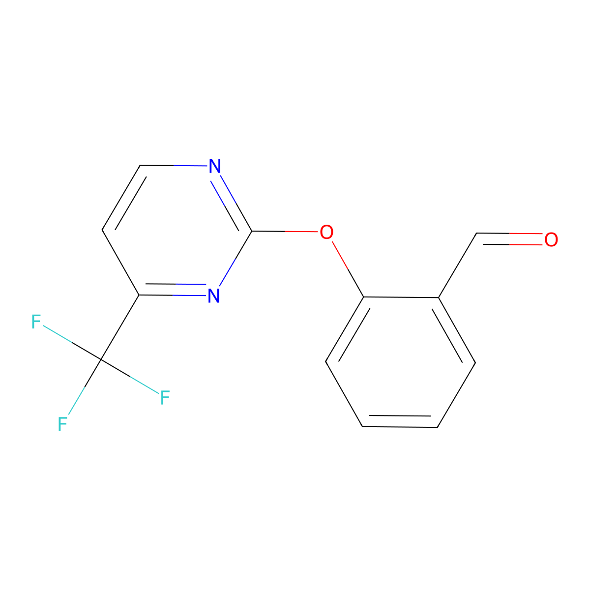 2-((4-(Trifluoromethyl)pyrimidin-2-yl)oxy)benzaldehyde molecular structure, CAS 1227954-93-9