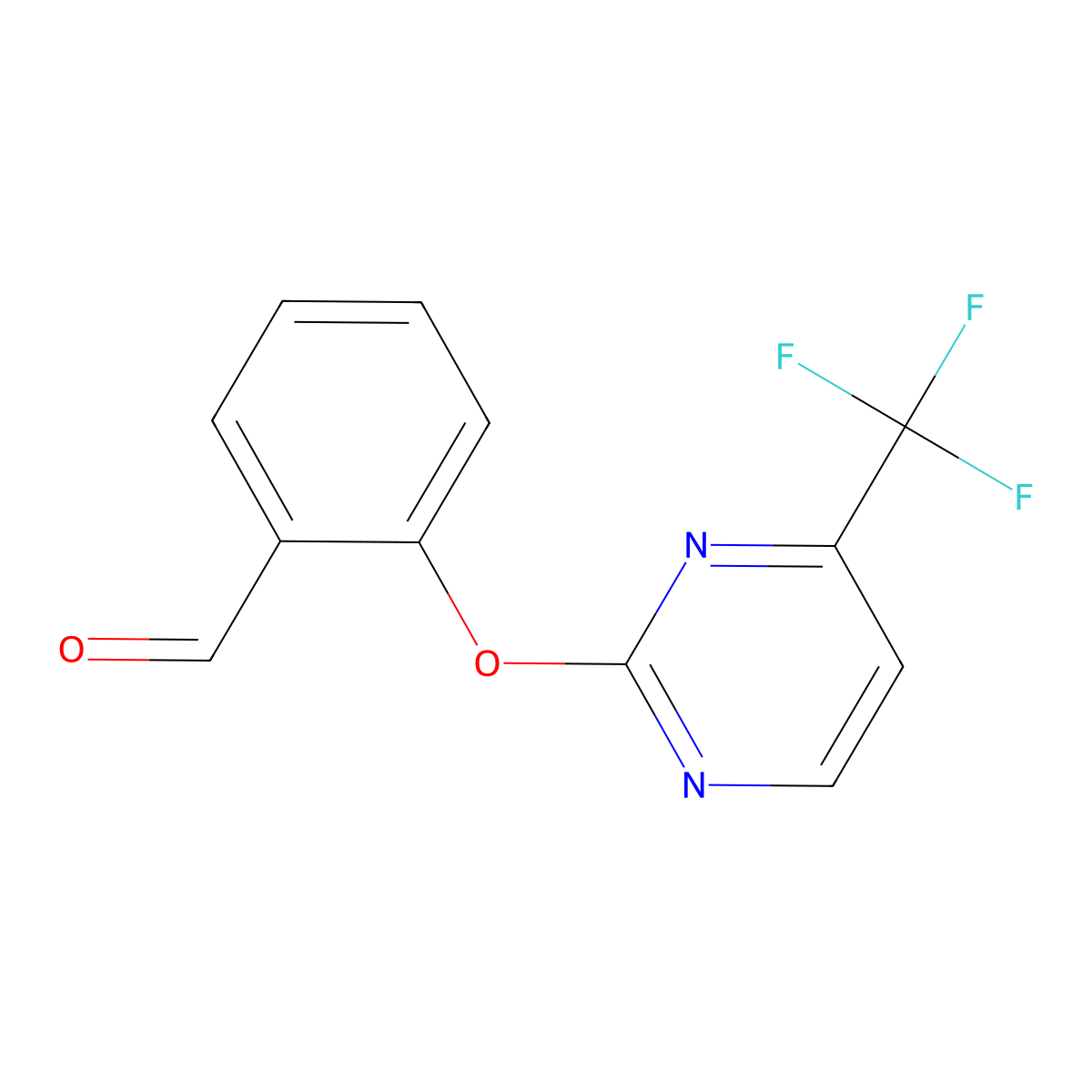 2-((4-(Trifluoromethyl)pyrimidin-2-yl)oxy)benzaldehyde molecular structure, CAS 1227954-93-9
