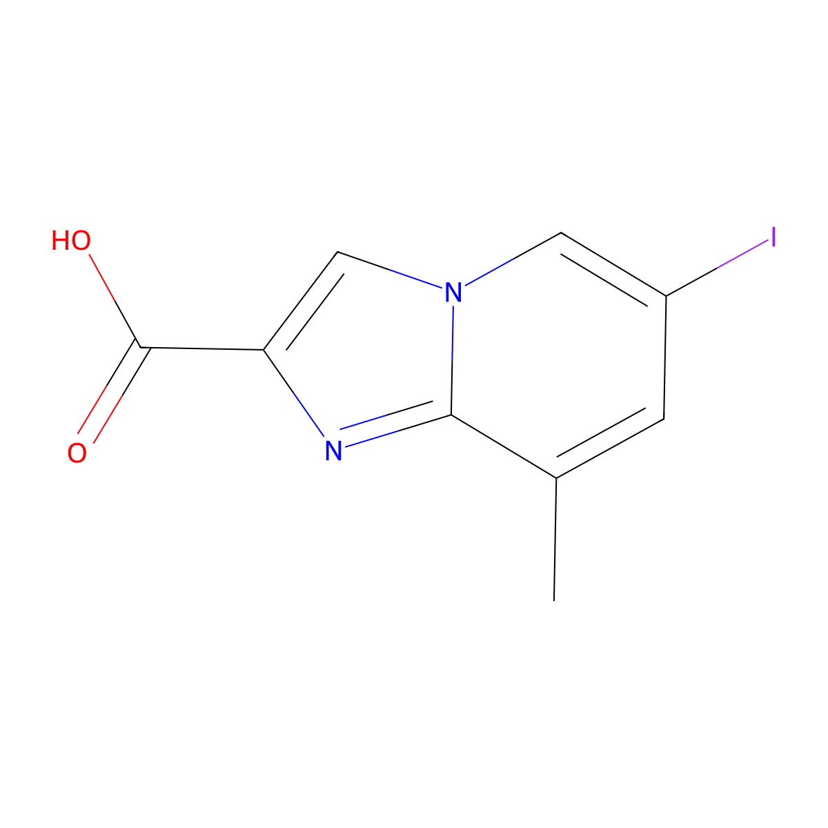 6-Iodo-8-methylimidazo[1,2-a]pyridine-2-carboxylic acid molecular structure, CAS 1227954-99-5
