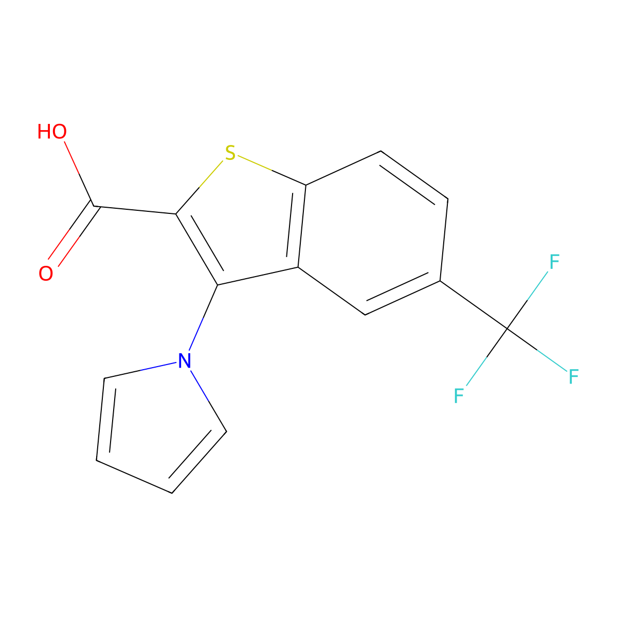 3-(1H-Pyrrol-1-yl)-5-(trifluoromethyl)-1-benzothiophene-2-carboxylic acid molecular structure, CAS 1227955-00-1