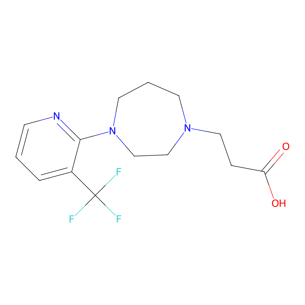 3-{4-[3-(Trifluoromethyl)pyridin-2-yl]-1,4-diazepan-1-yl}propanoic acid molecular structure, CAS 1227955-01-2