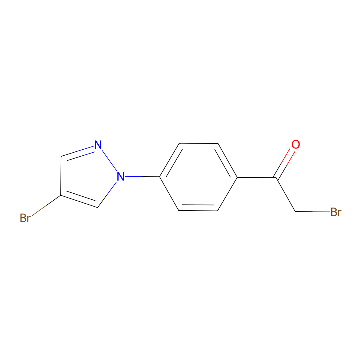 2-Bromo-1-[4-(4-bromo-1H-pyrazol-1-yl)phenyl]ethanone molecular structure, CAS 1227955-12-5