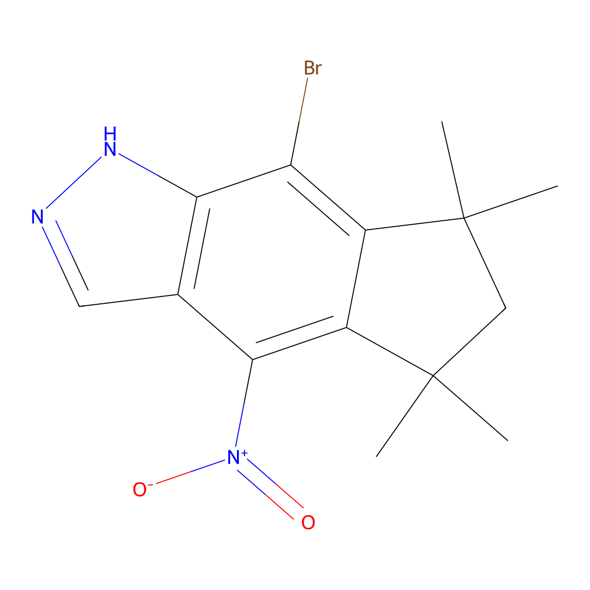 8-Bromo-5,5,7,7-tetramethyl-4-nitro-1,5,6,7-tetrahydrocyclopenta[f]indazole molecular structure, CAS 1227955-14-7