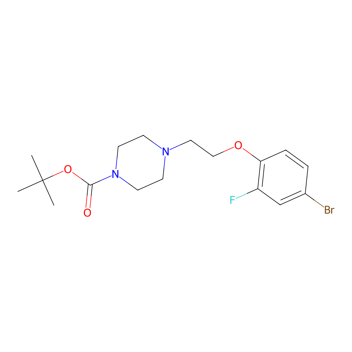 Tert-butyl 4-(2-(4-bromo-2-fluorophenoxy)ethyl)piperazine-1-carboxylate molecular structure, CAS 1227955-15-8