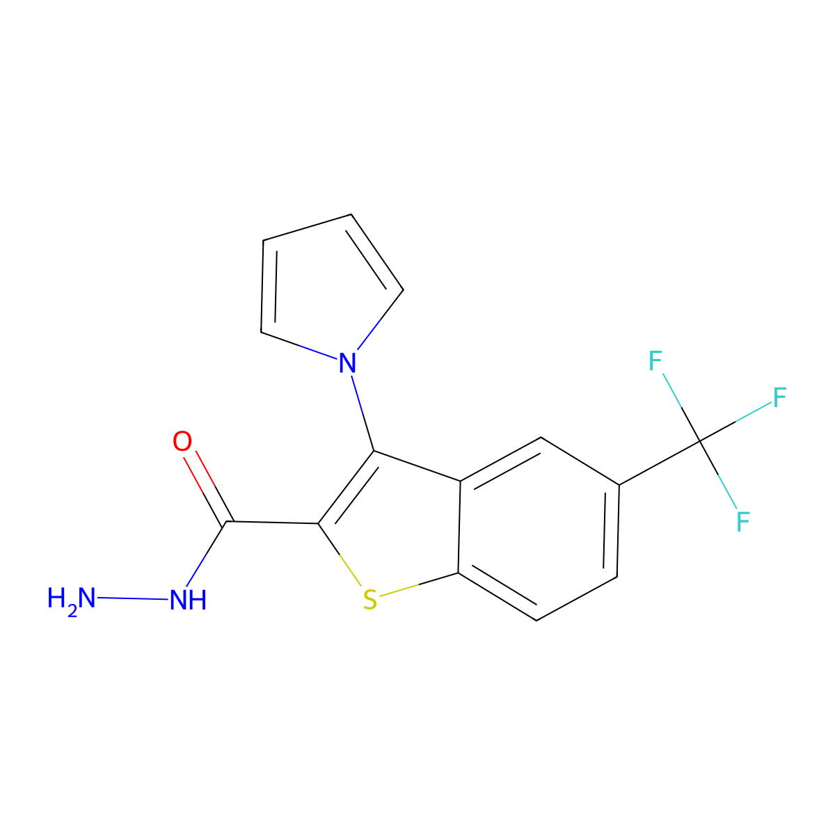 3-(1H-Pyrrol-1-yl)-5-(trifluoromethyl)-1-benzothiophene-2-carbohydrazide molecular structure, CAS 1227955-18-1