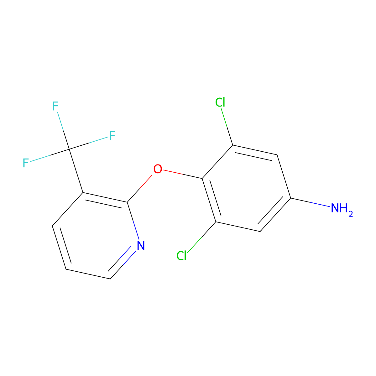 3,5-Dichloro-4-{[3-(trifluoromethyl)pyridin-2-yl]oxy}aniline molecular structure, CAS 1227955-22-7