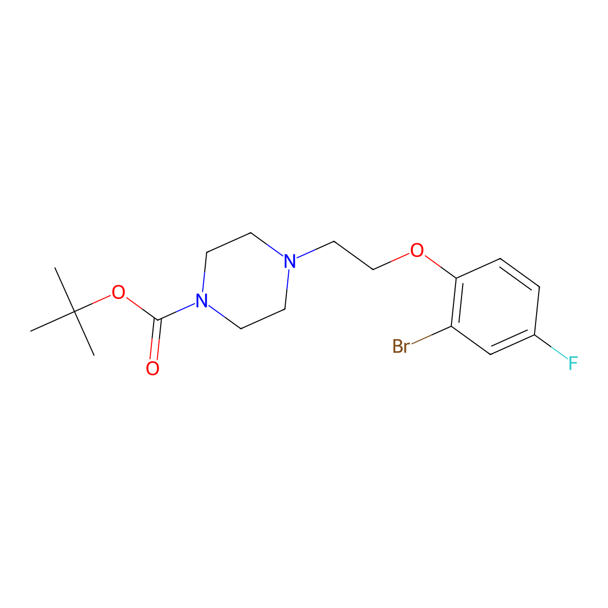 tert-Butyl 4-(2-(2-bromo-4-fluorophenoxy)ethyl)piperazine-1-carboxylate molecular structure, CAS 1227955-27-2