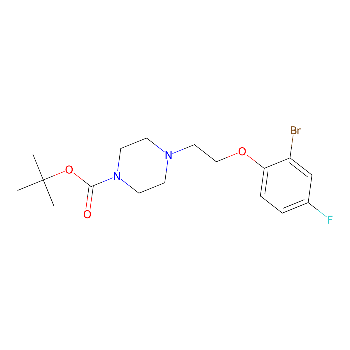 tert-Butyl 4-(2-(2-bromo-4-fluorophenoxy)ethyl)piperazine-1-carboxylate molecular structure, CAS 1227955-27-2