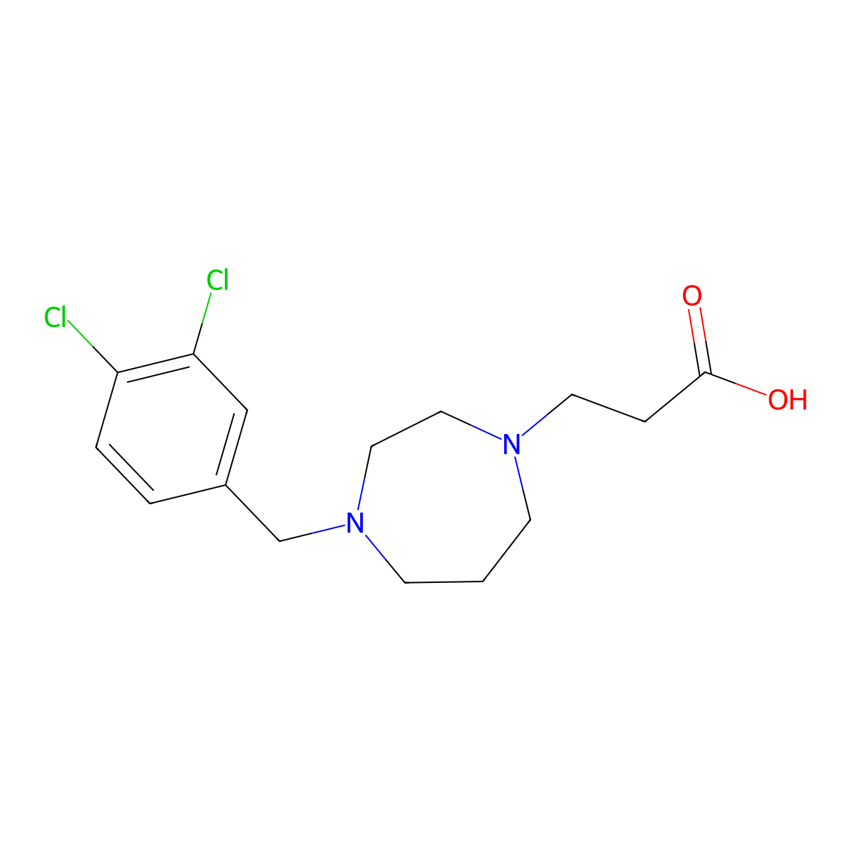 3-(4-(3,4-Dichlorobenzyl)-1,4-diazepan-1-yl)propanoic acid molecular structure, CAS 1227955-30-7