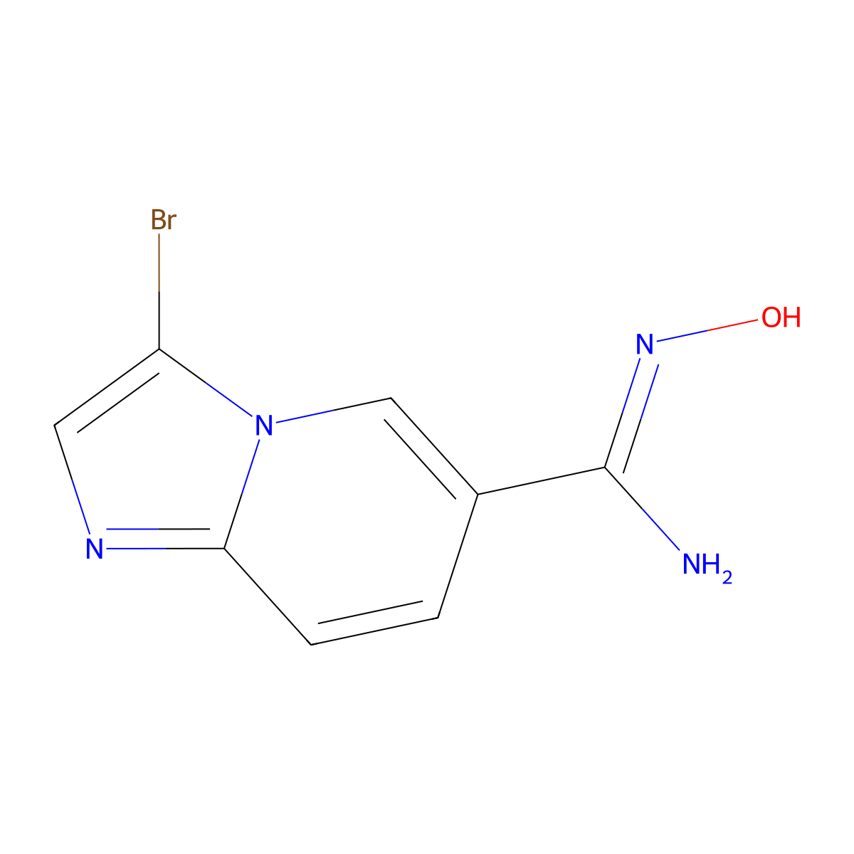 3-bromo-N'-hydroxyimidazo[1,2-a]pyridine-6-carboximidamide molecular structure, CAS 1227957-37-0