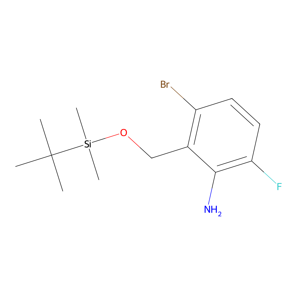 3-Bromo-2-(((tert-butyldimethylsilyl)oxy)methyl)-6-fluoroaniline molecular structure, CAS 1227958-00-0