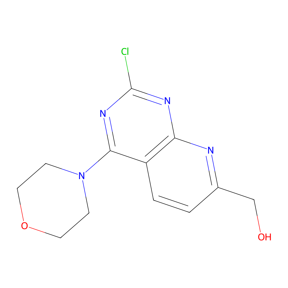 (2-Chloro-4-morpholinopyrido[2,3-d]pyrimidin-7-yl)methanol molecular structure, CAS 1227958-02-2
