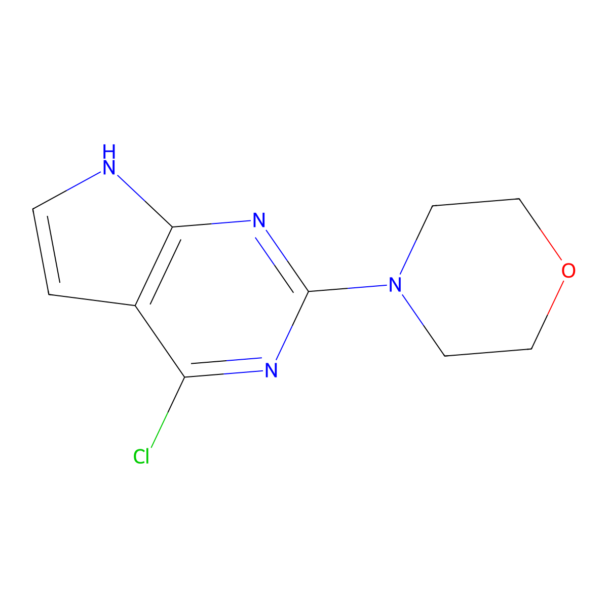 4-(4-Chloro-7H-pyrrolo[2,3-d]pyrimidin-2-yl)morpholine molecular structure, CAS 1227958-05-5