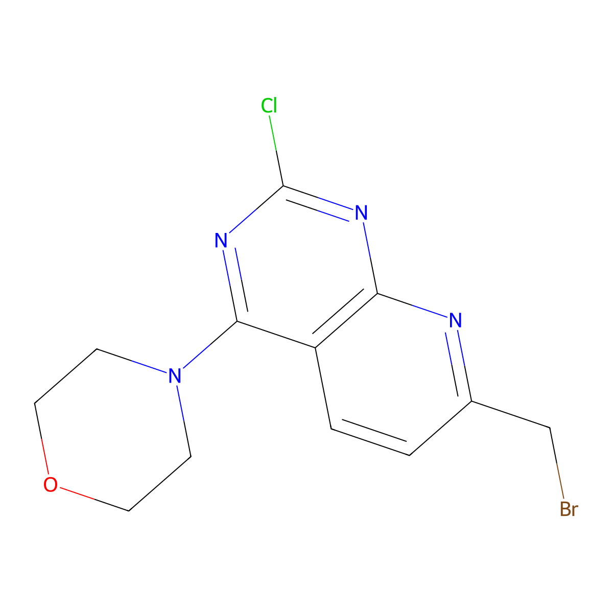 4-(7-(Bromomethyl)-2-chloropyrido[2,3-d]pyrimidin-4-yl)morpholine molecular structure, CAS 1227958-17-9